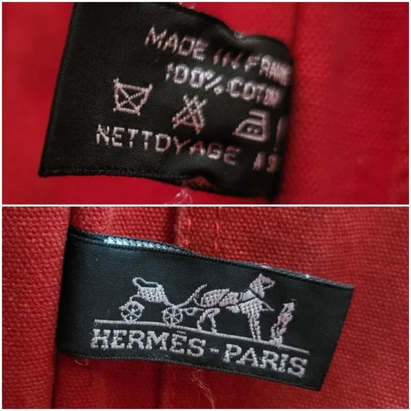 HERMES Vintage Small Red Canvas Fourre Tote - Project Bag - Picture 12 of 12